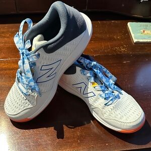 New Balance White and Navy Athletic Shoes